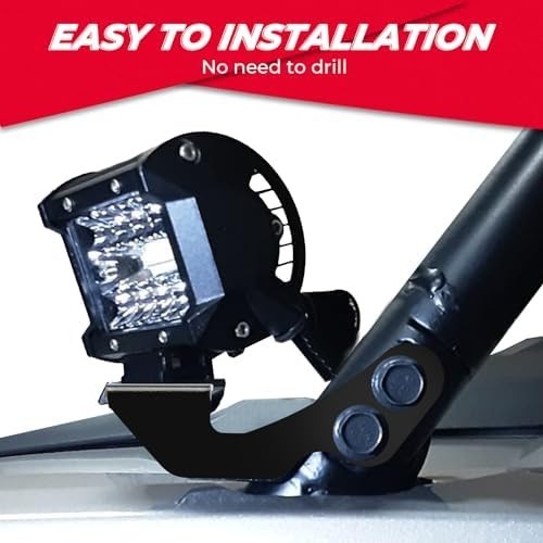 KEMIMOTO UTV Pod Light Brackets LED A-Pillar Mount Compatible Black
