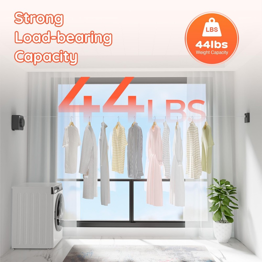 Retractable Clothesline Indoor, Non-Sagging Outdoors Gray