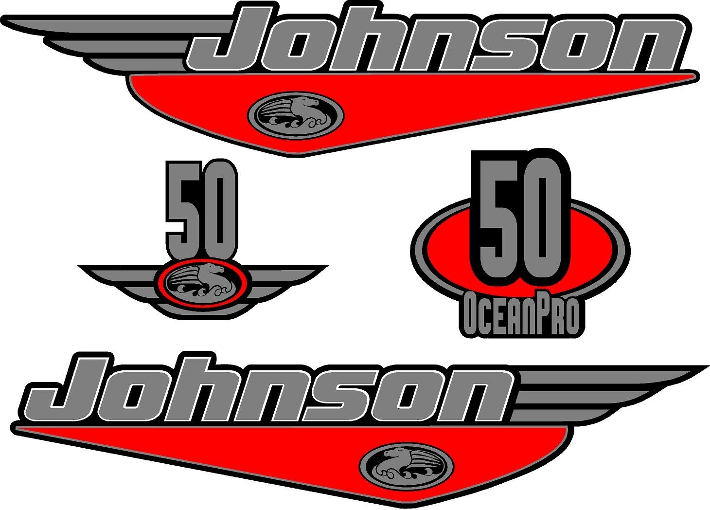 Johnson 50HP Oceanpro Outboard Boat Motor Decal Kit Cowling Engine