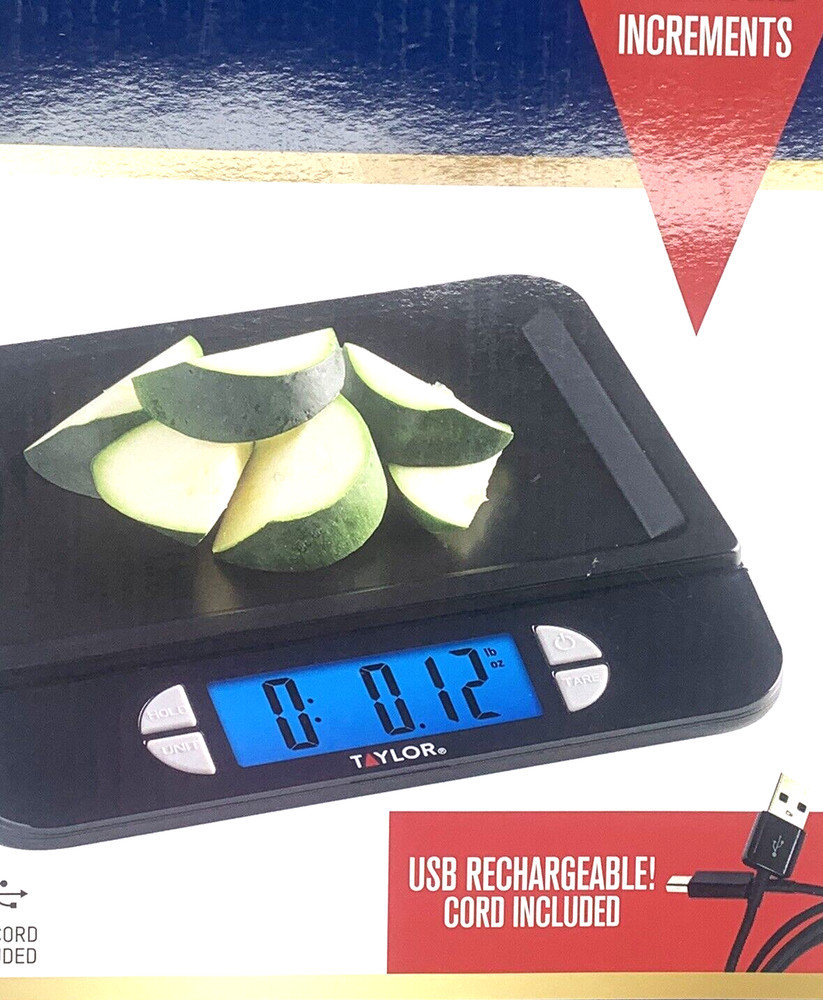Taylor Kitchen Digital Scale Max 11 Lb. USB Rechargeable Multi-Function Black