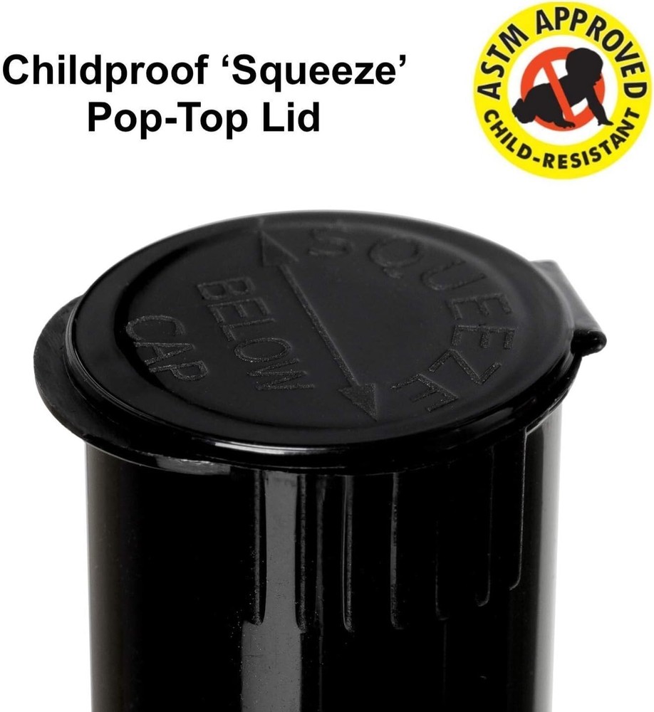 Airtight Solid Black Squeeze Container Waterproof Childproof. Snap Closure x5