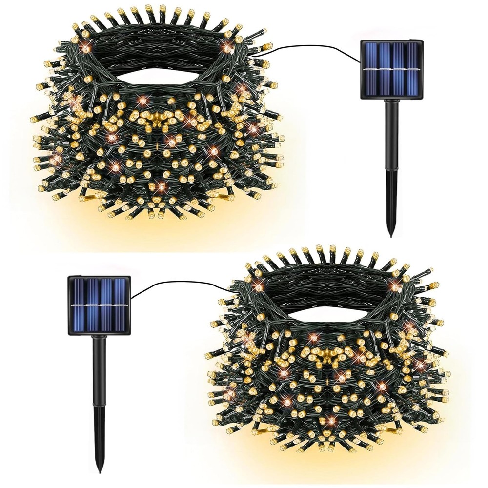 TW SHINE 2 Pack Solar String Lights, 200 LED 66 FT, Waterproof, 8 Modes, Warm...