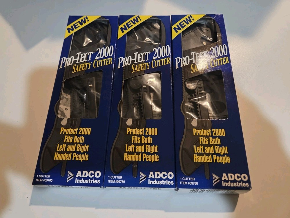 3 PACK  ADCO Pro-Tect 2000 Safety Box Cutter Utility Knife Tool  PRO-TECT 2000