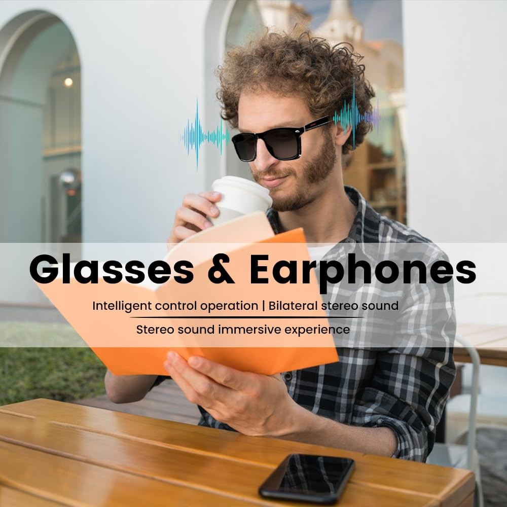Smart Bluetooth Glasses, Touch Control, UV Protection, Voice Control for All