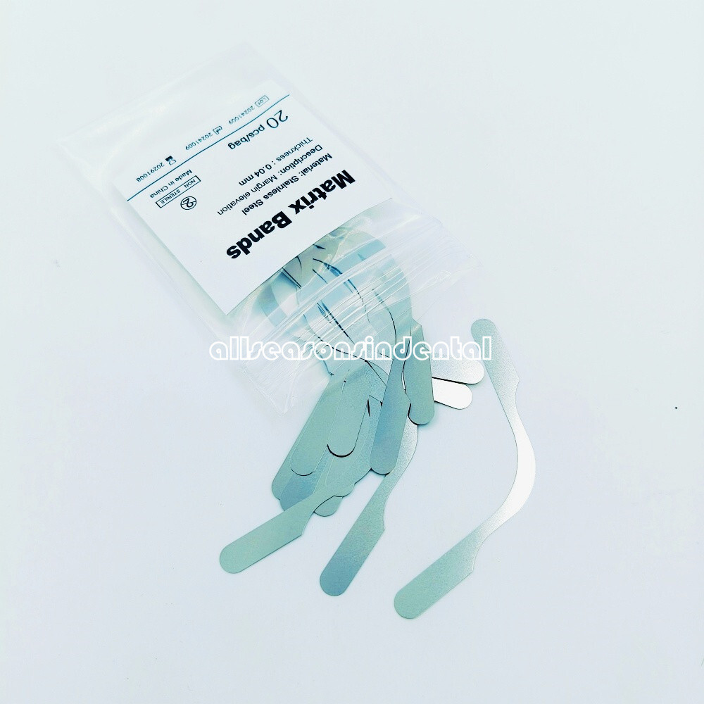 100 Pcs Dental Matrix Bands Tofflemire Type 0.04mm Margin Elevation Matrices