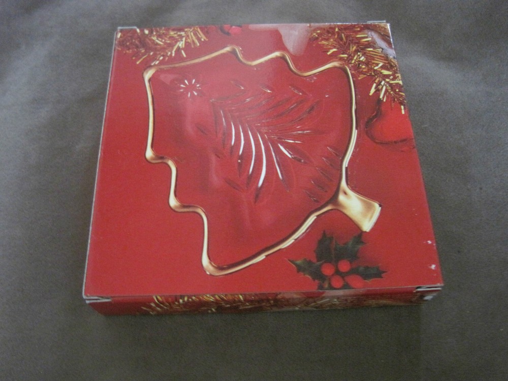 Mikasa Christmas Tree Candy Dish Decor NOS in Box