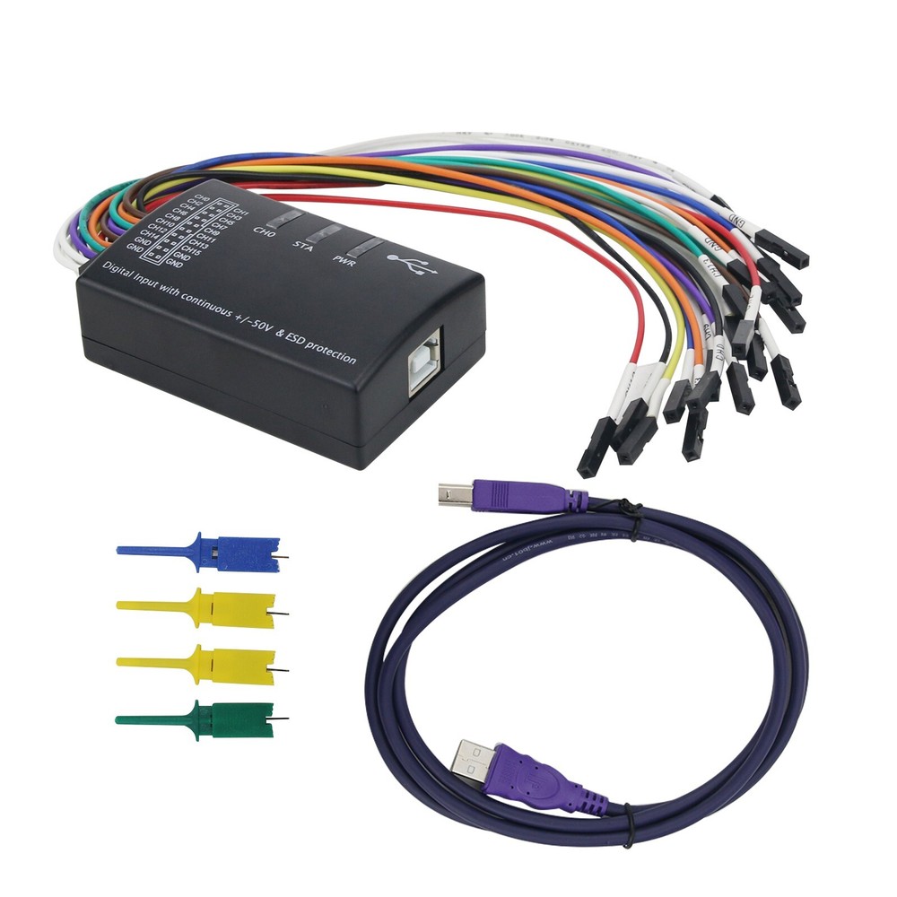 Mini 16 Logic Analyzer USB 100M Max Sample Rate 16CH 1.1.34 Support 1.2.10 #US=