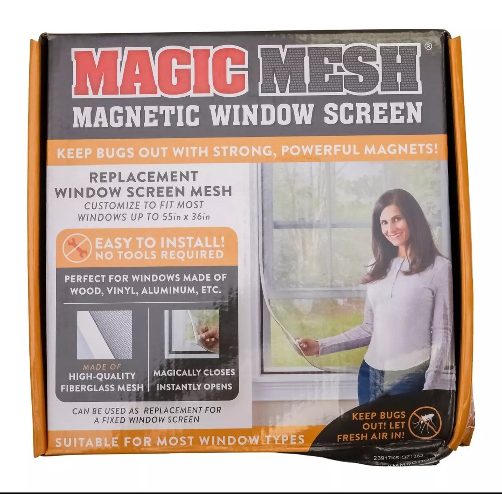 Magic Mesh Magnetic Screen Fiberglass Replacement Window~Custom Fit Most Window