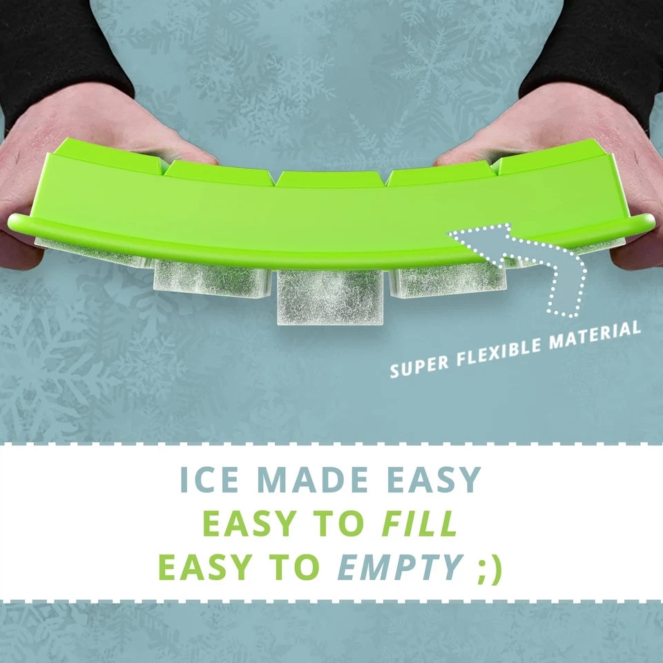 Ice Cube Tray Set with Stackable Lids - 15 Cubes Set of 2