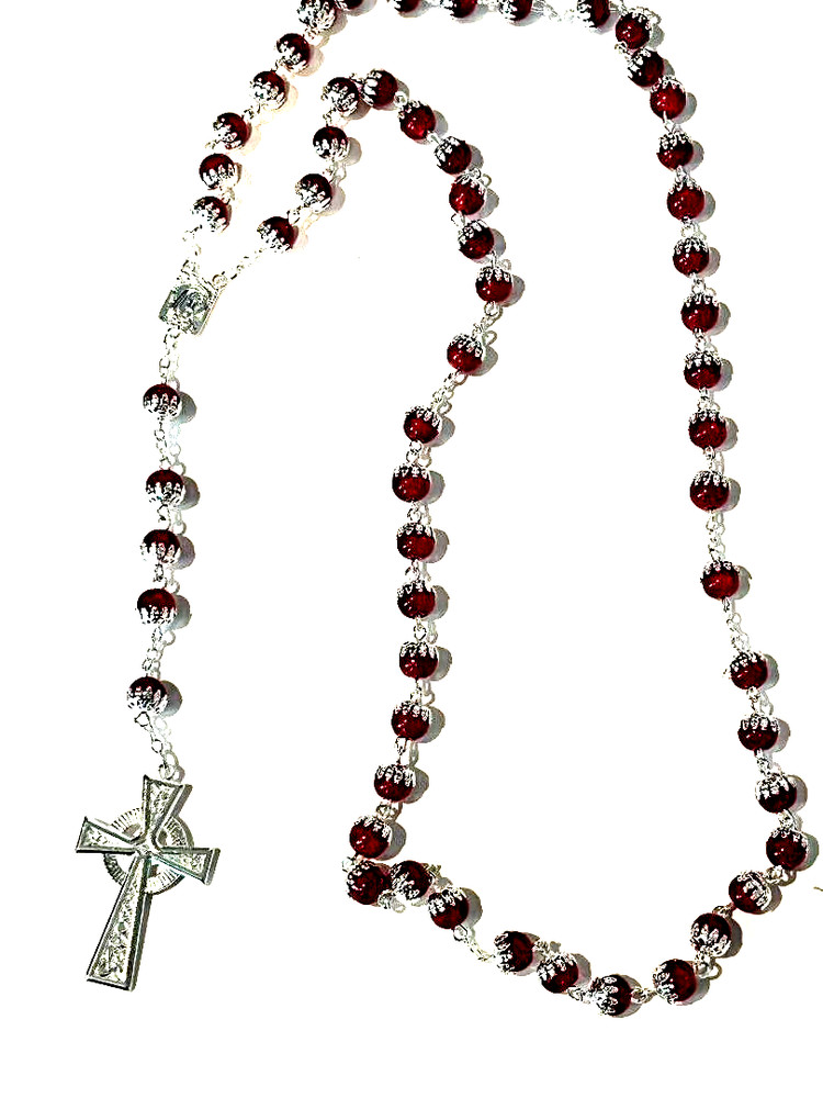 J.C. WALSH & SONS RED RESIN ROSARY 36" BEADS JCW107