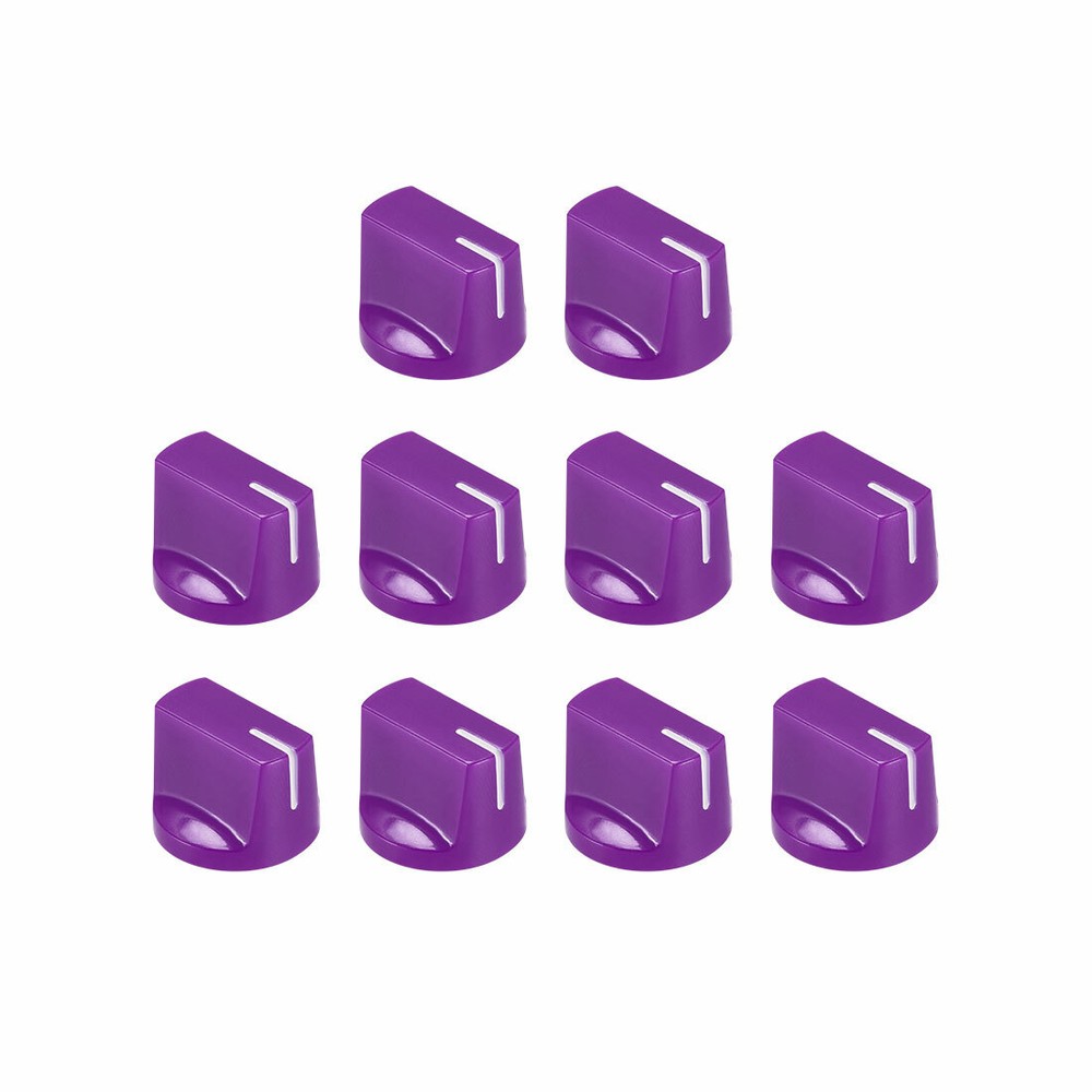 10Pcs 6.4mm Shaft Hole Pedal Knobs Pointer Control Knobs with Set Screw Purple