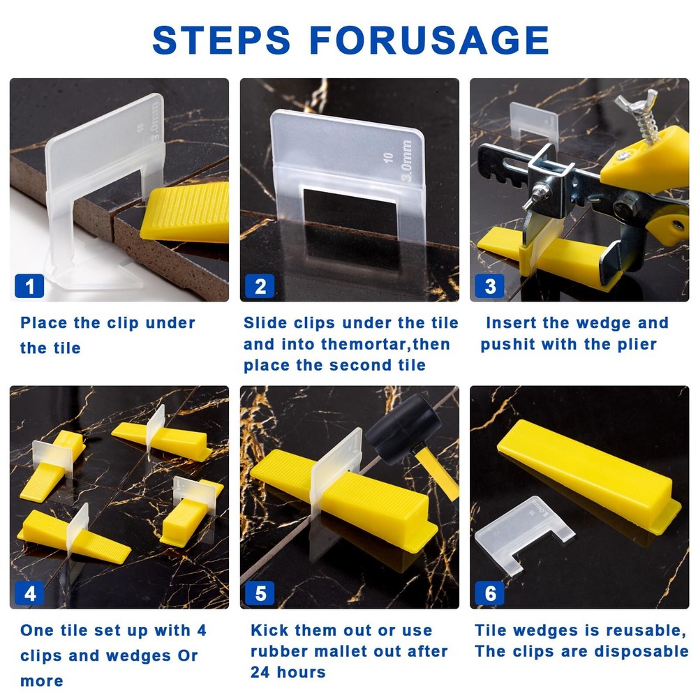 Tile Leveling System Clips Tiles Leveler Spacers Tile Clips 1/8 inch Tile Spa...