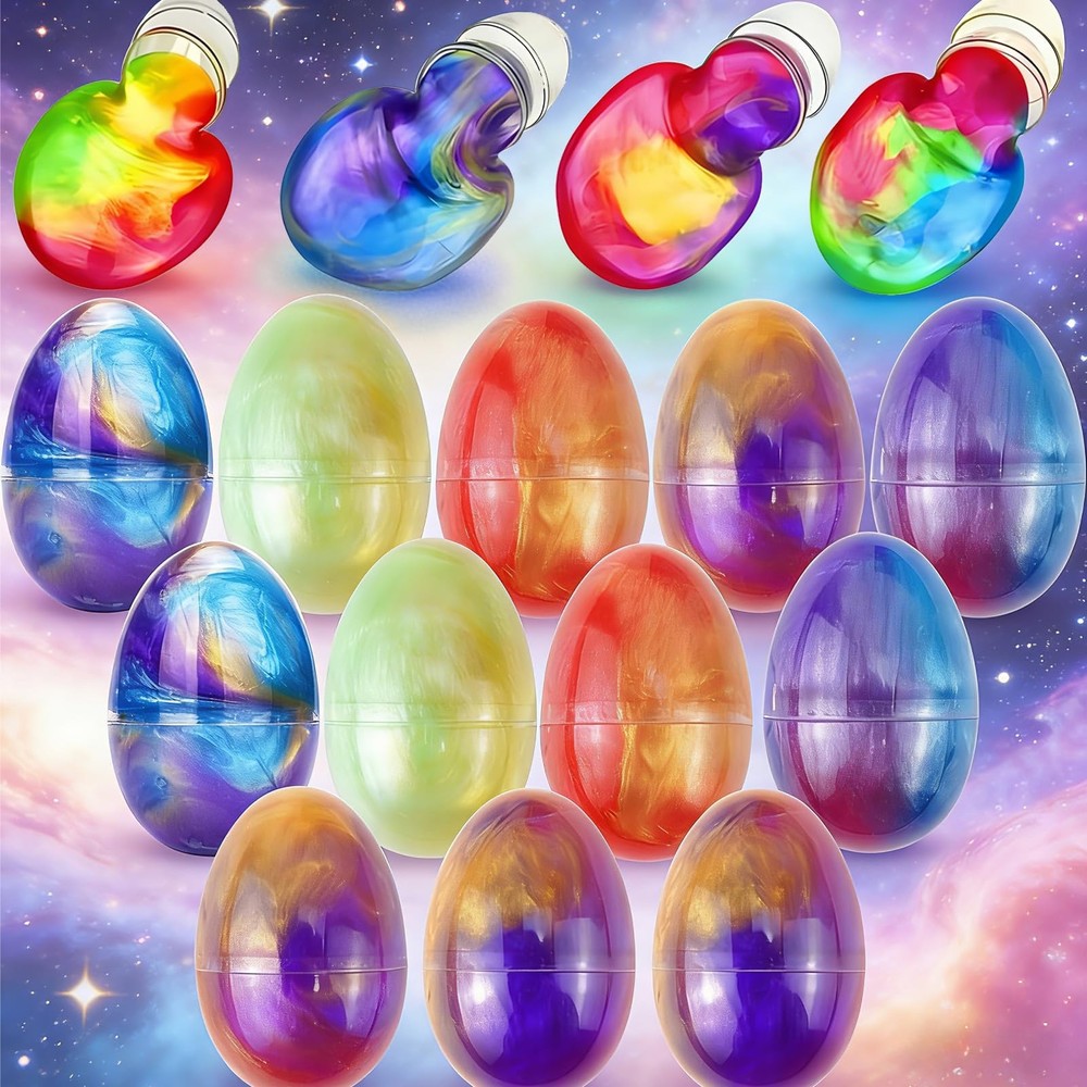 12 Pcs Easter Slime, Eggs Squishy Slime Kit - Stretchy, Non-Sticky, Mess-Free...