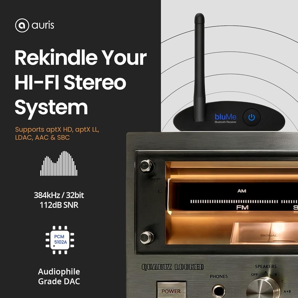 Wireless Music Adapter with Audiophile DAC for High Quality Audio Streaming