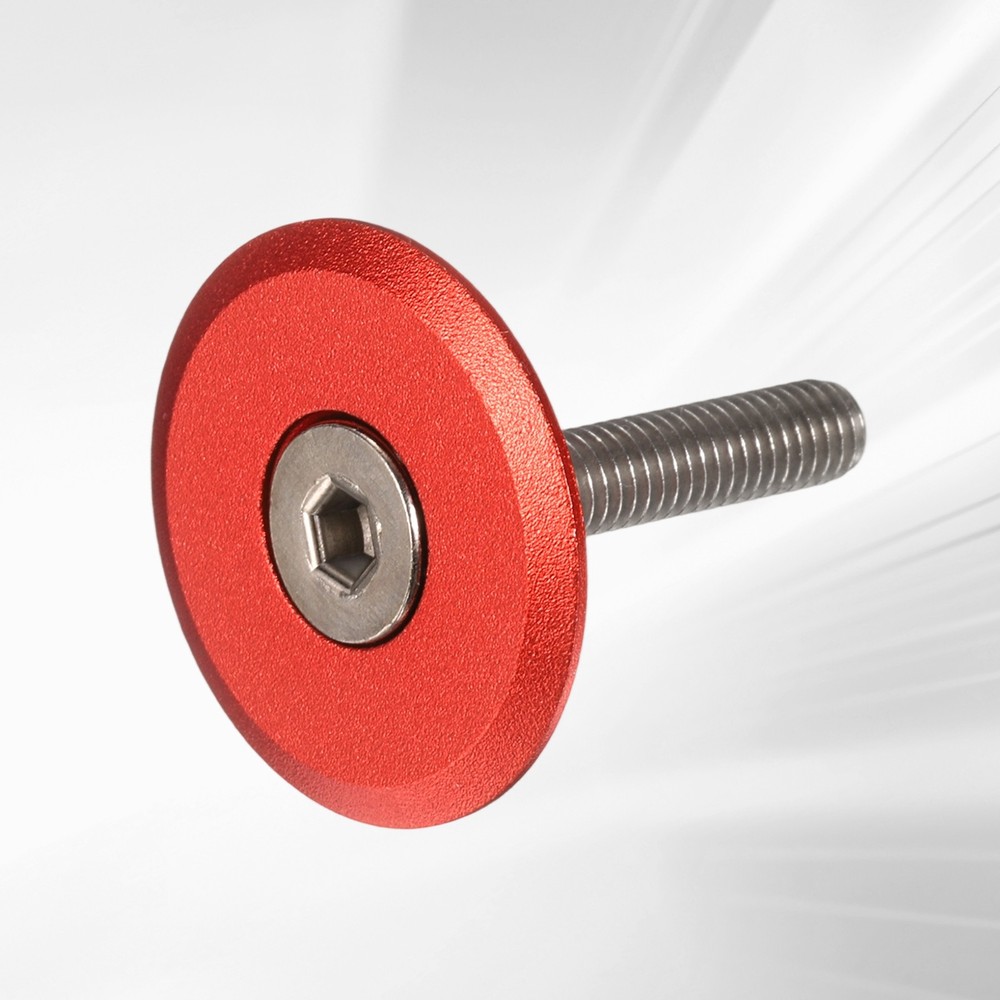 Bicycle Headset Stem Top Cap 1-1/4" OD Matte Surface with M6 Bolt, Red