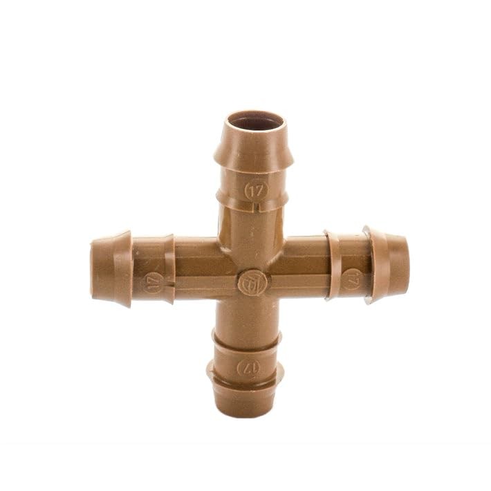 Netafim 17mm Techline Insert Cross - Drip Irrigation Barbed Cross Connector |