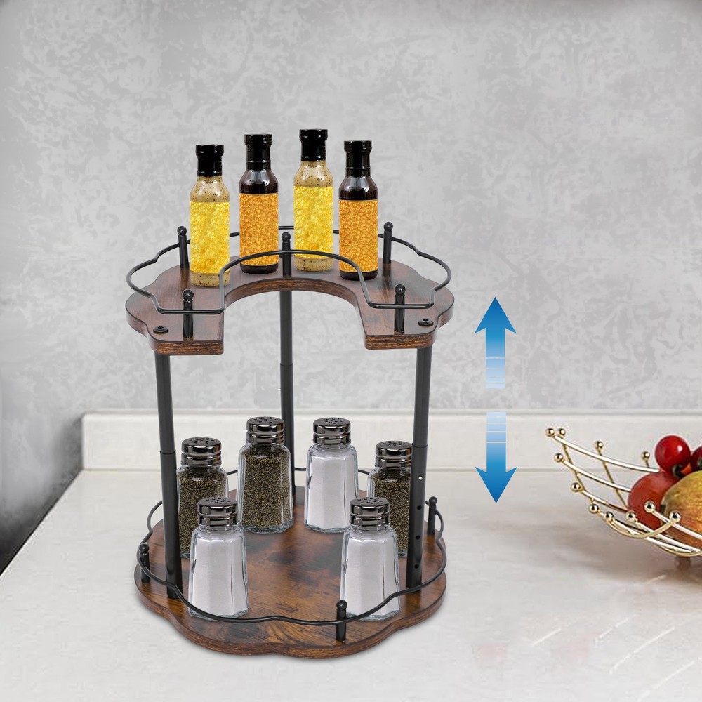 Spice Organizer Rack, Height Adjustable Rotating Spice Organization for Cabinet