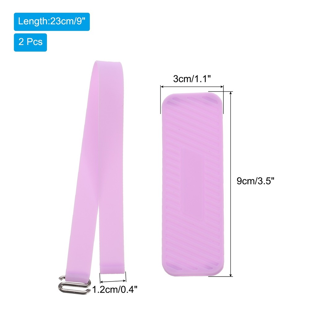 Phone Grip Strap Silicone Elastic Cord with Handle Purple 2Pcs