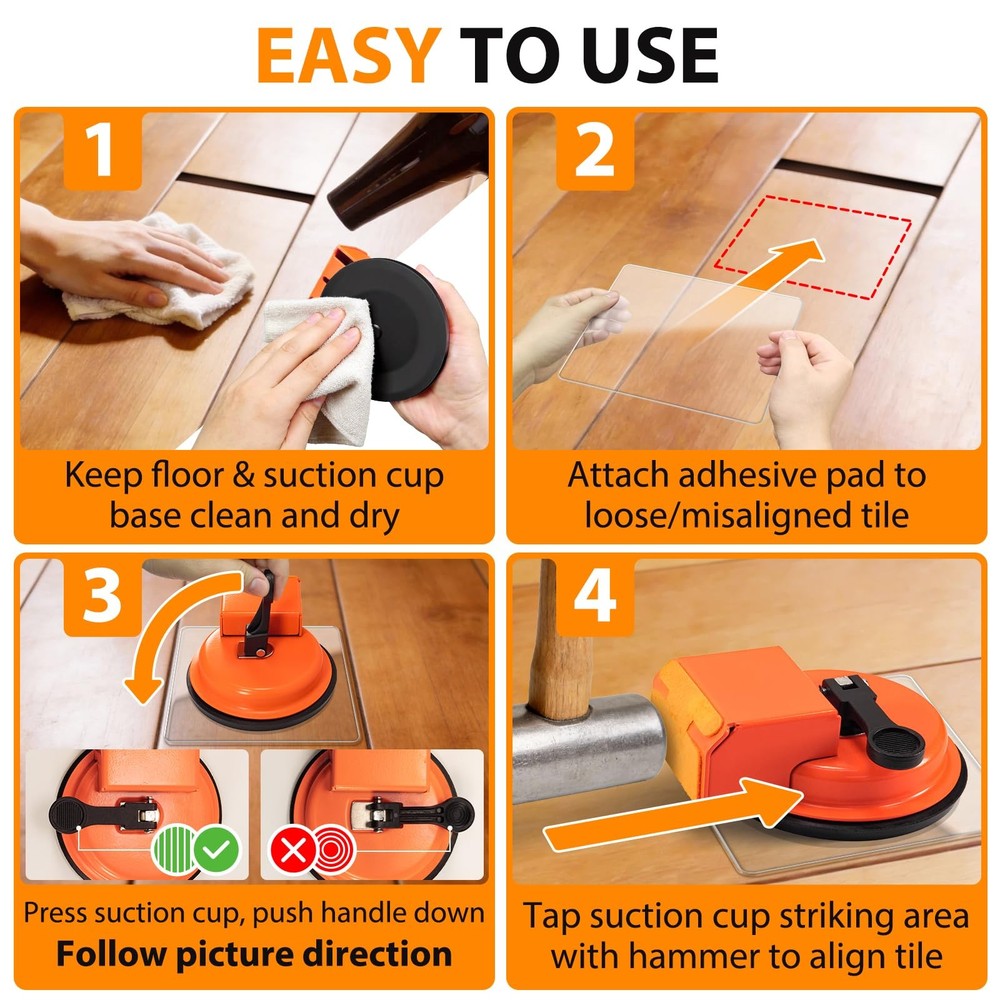 Floor Gap Fixer Tool, Laminate Flooring Tools, Enhanced Vacuum Suction Cup & ...
