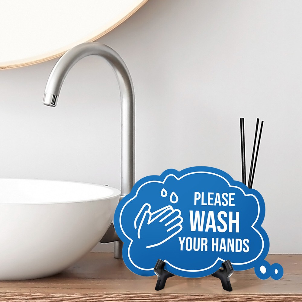 Please Wash Your Hands Cloud Speech Bubble (6 x 4") Table Sign