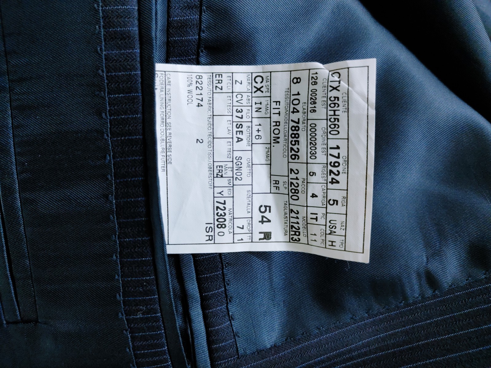 Ermenegildo Zegna Suit Jacket 42/44R Navy Blue Wool Pinstripe Italy Working Cuff