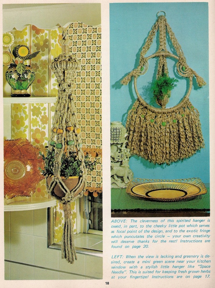 1970s Wall Decor Patterns - Craft Book: # H228 Macrame Hangers for Small Spaces