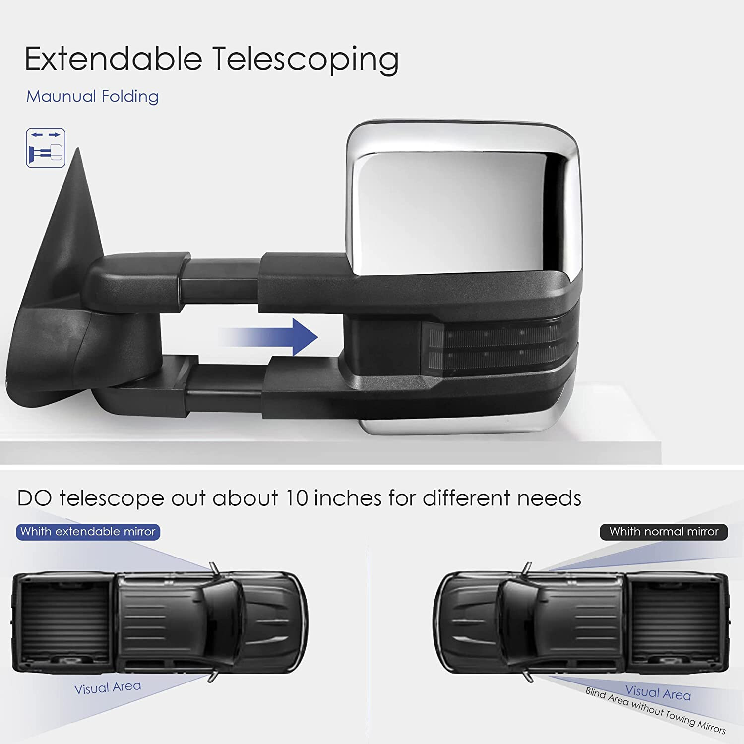 Chrome Power Heated Tow Mirrors For 2003-2006 Chevy Silverado GMC Sierra Yukon