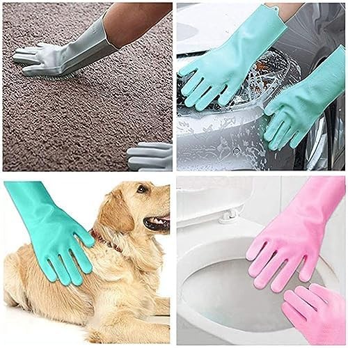 Silicone dishwashing scrubber gloves reusable