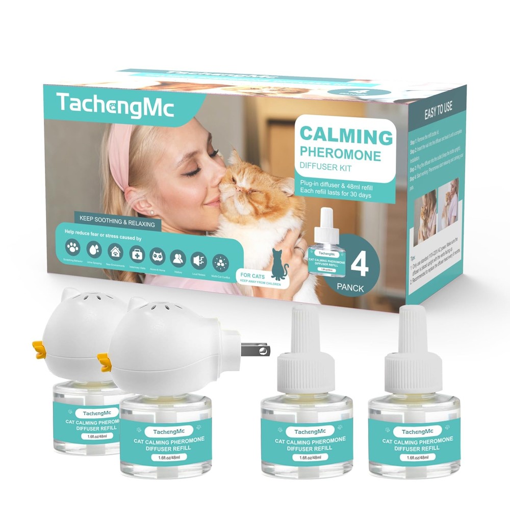 Cat Calming Diffuser, Cat Pheromones Calming Diffuser with 2 Diffuser + 4 Ref...