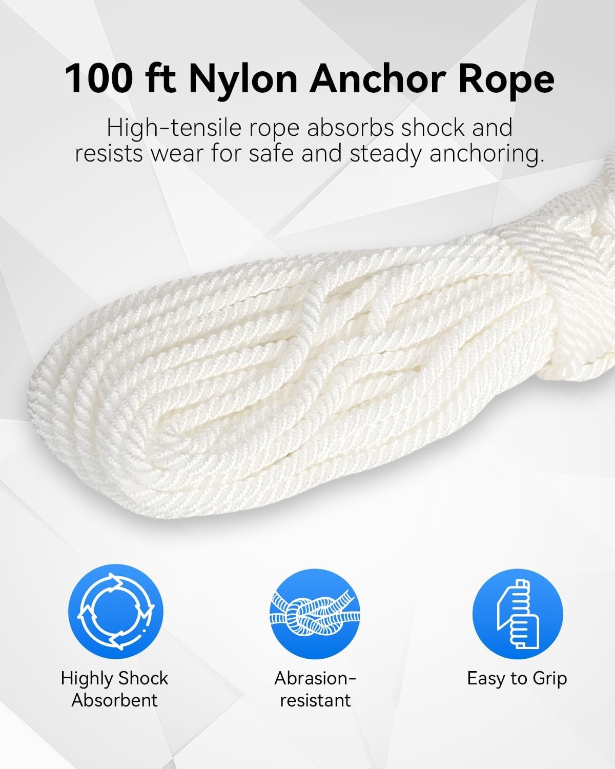 13 lb Galv Fluke Anchor Kit 100ft Rope 6.5ft Chain 2 Shackles for 20-32ft Boats