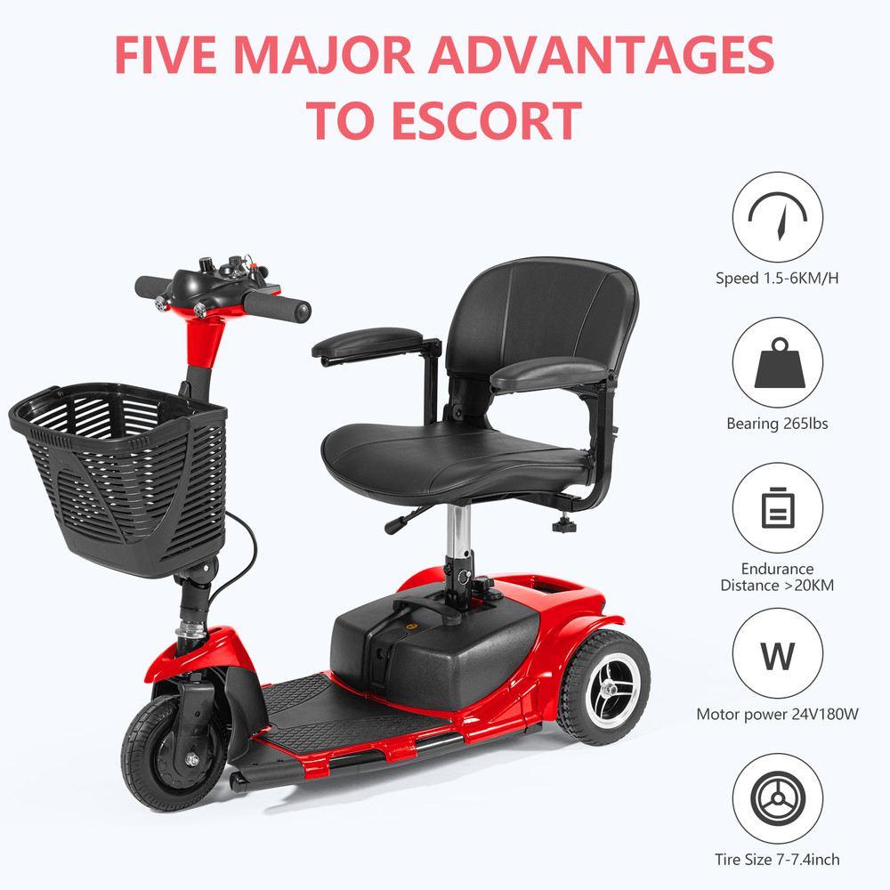3 Wheel Mobility Scooter Electric Powered Mobile Folding Wheelchairs Device