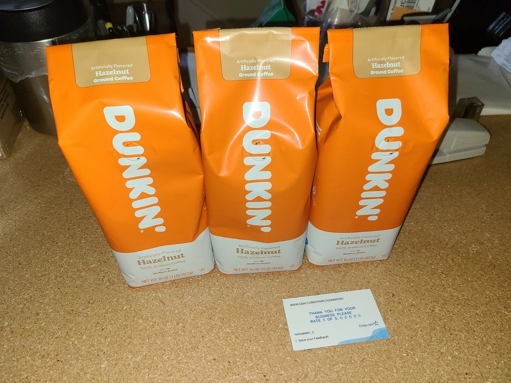Dunkin Donuts Three Pounds Ground Hazelnut Blend Coffee (GROUND) Medium Roast