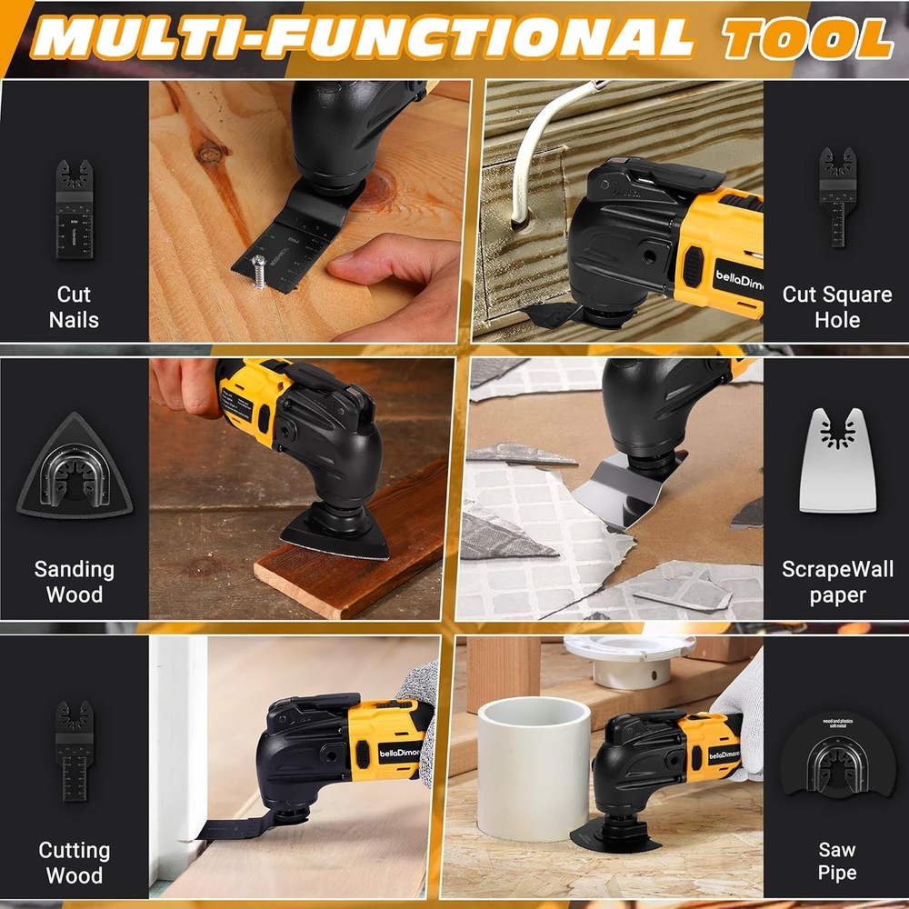 Cordless Oscillating Tool for DeWalt 20V Batteries,6 Variable Speed Brushless