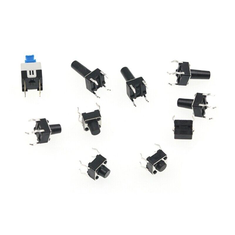180PCS 10 Type 6X6 Light Touch Switch Push Button Switch Kit Assortment T2N9