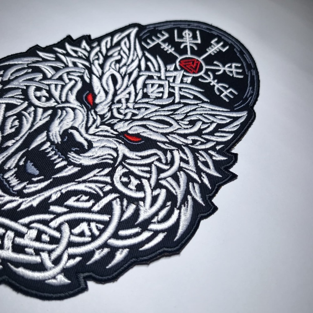 Viking Wolf Back Patch Embroidered Large Norse Biker Jacket Vest Patch