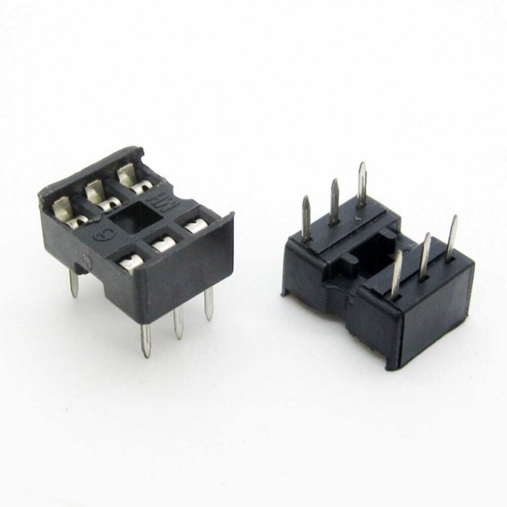 5 Pcs 6 Pin DIP IC Socket Adaptor Solder PCB-Mount | Dual Wipe | US Ship