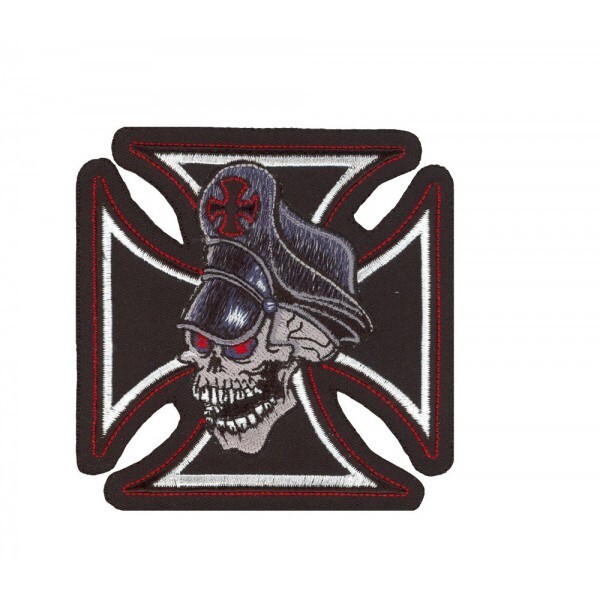 NWOT LETHAL THREAT IRON CROSS SKULL MINI PATCH 3.5"x3.5" MN32003