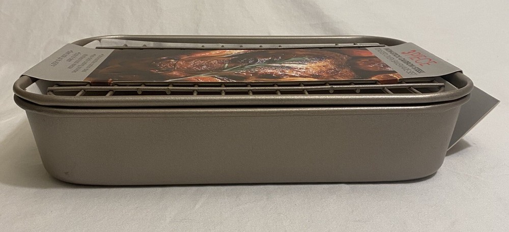Basic Essentials 3-Piece Nonstick Carbon Steel Toaster Oven Bakeware Set NEW