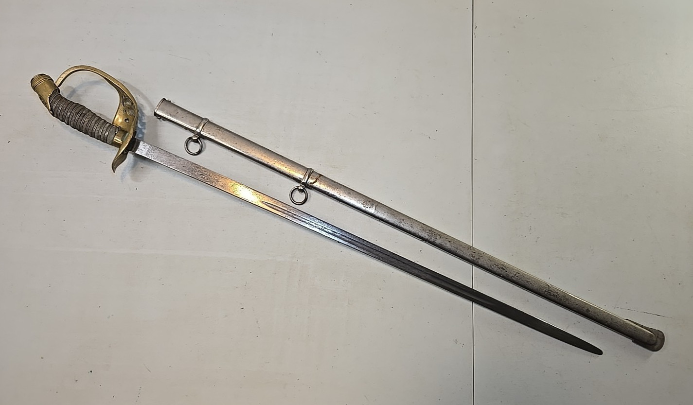 WWI M1889 German Wurttemberg Kinder Sabel Sword w/Scabbard - Etched - Kirschbaum