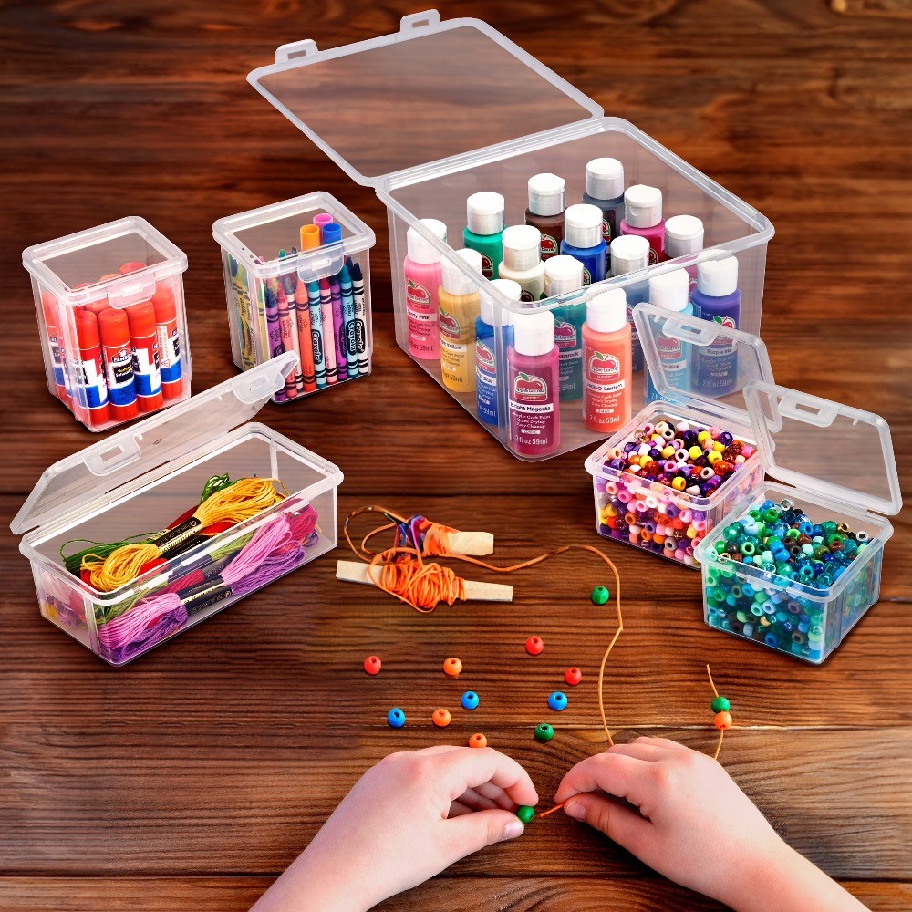 6-Piece Sewing and Craft Material Storage Container Set with Lids