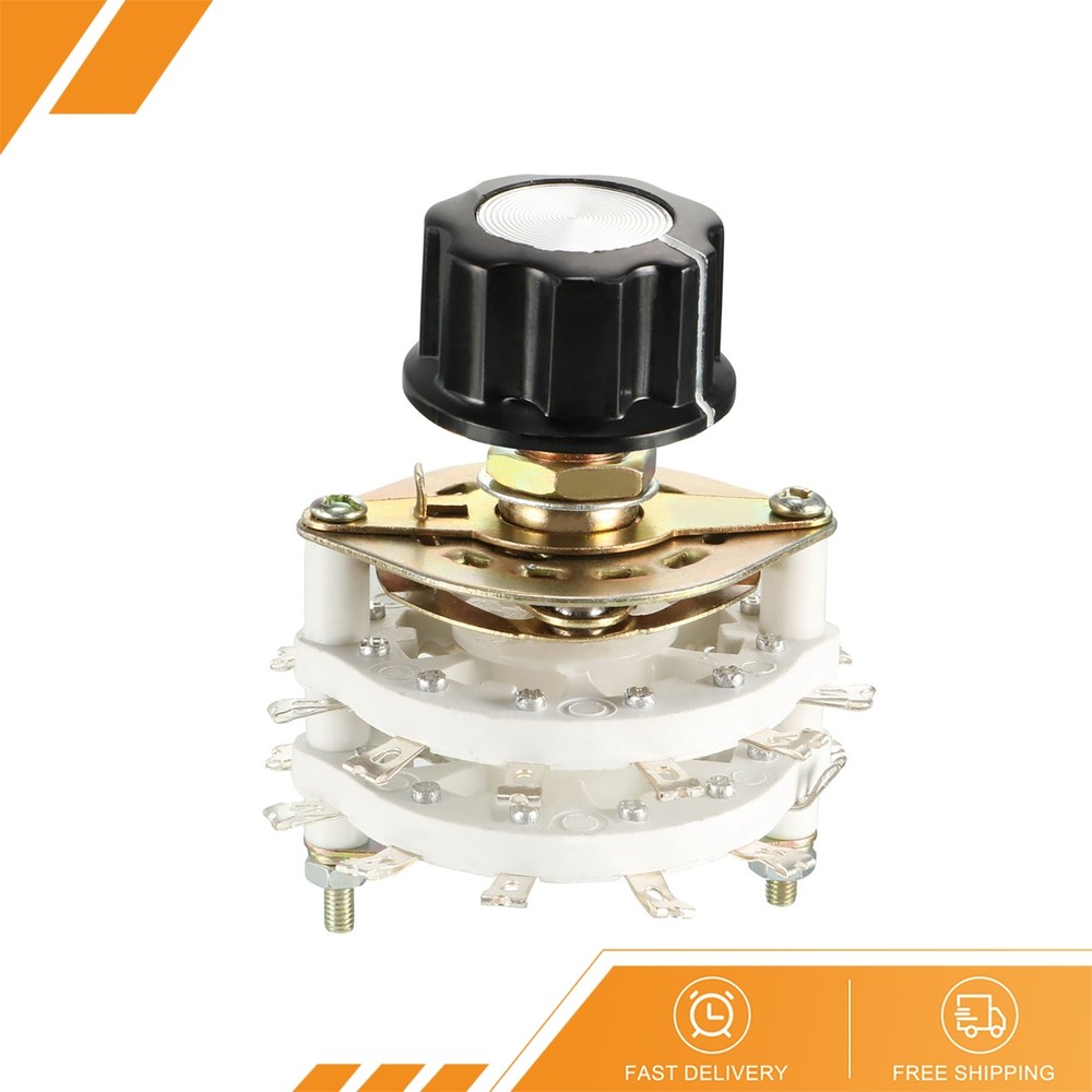 4P5T 4 Pole 5 Position 2 Deck Band Channel Rotary Switch Selector w Knobs