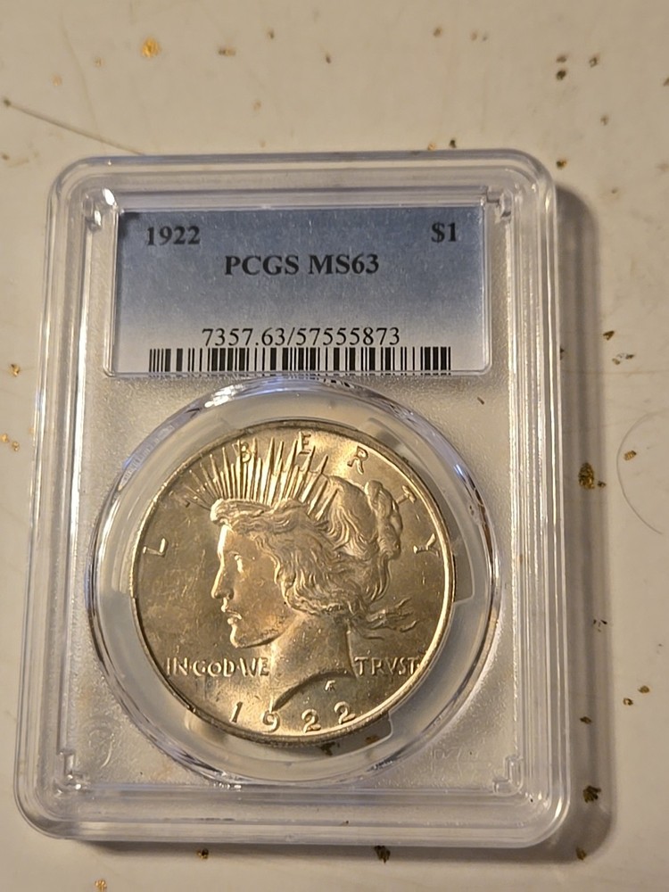 1922 $1 Peace Silver Dollar PCGS MS63