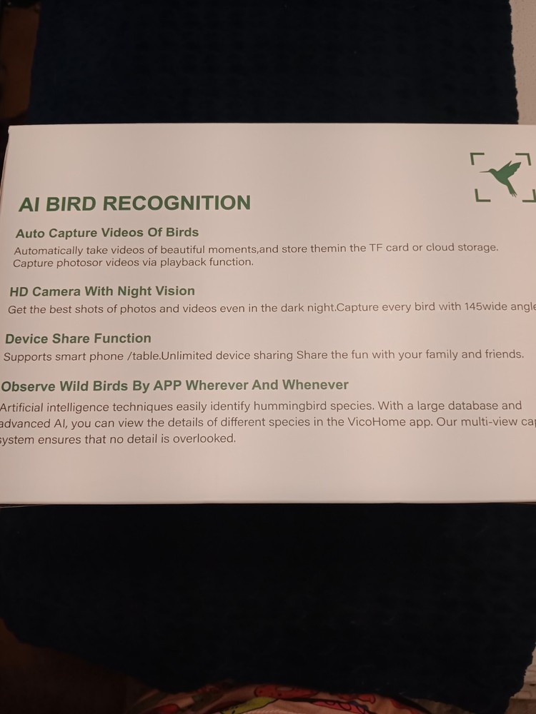 Smart Bird Feeder Camera Model FB-A01 Smart Bird Feeder