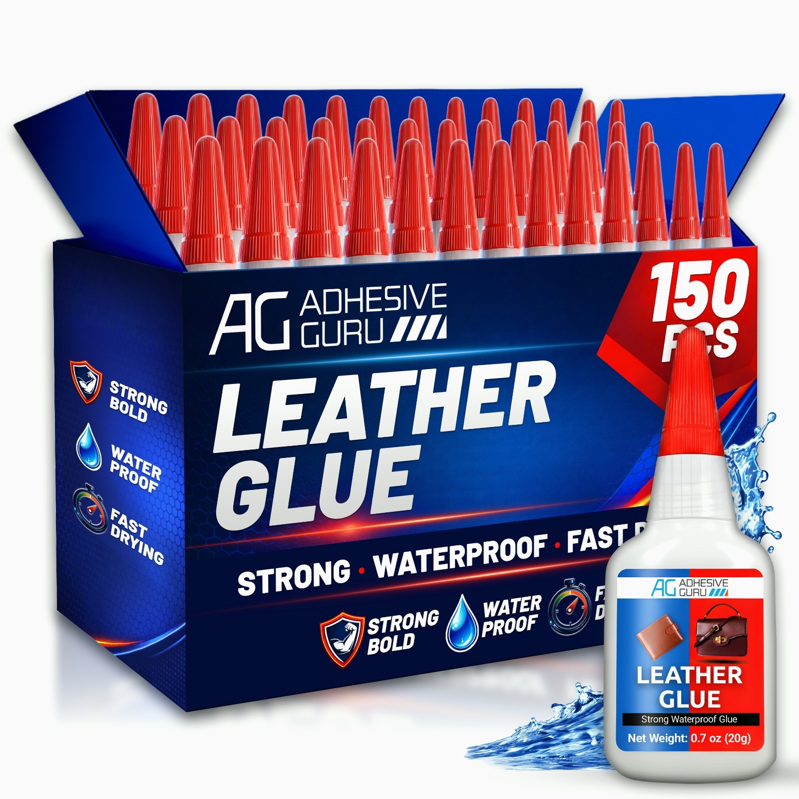 Adhesive Guru Leather Glue 150x0.7 oz Super Glue for Purses, Sofas and Furniture