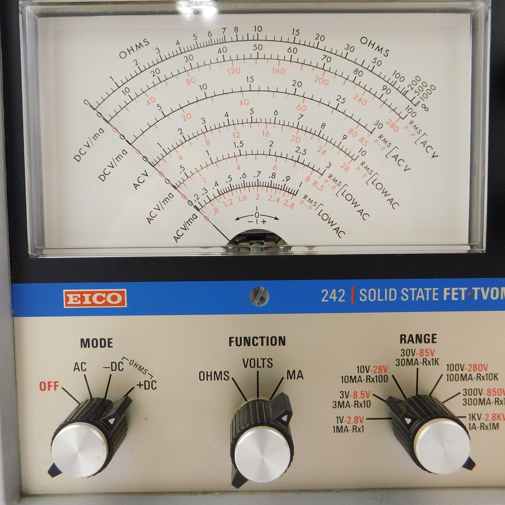 VTG EICO 242 SOLID STATE FET TVOM Analog Shop Meter & Operating/Assembly Manuals