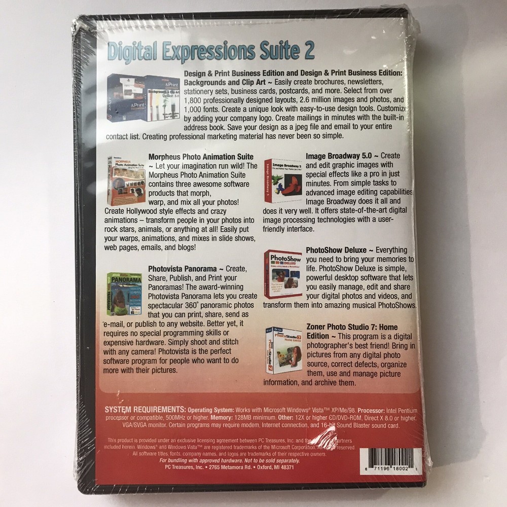 Digital Expressions Suite 2, 7 Total Programs, For Windows Vista/XP/Me/98