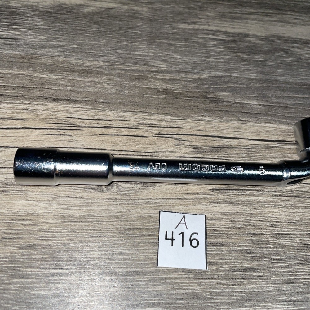 Vintage Facom No75, 9mm OGV Angled Socket Wrench / Spanner