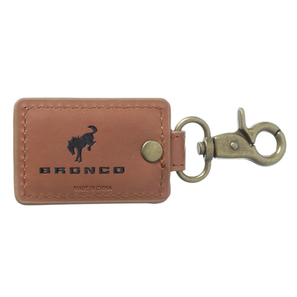 Ford Bronco Leather Keychain Bronze