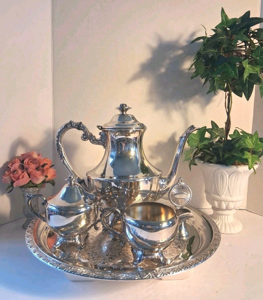 Vtg 1960's WM.A.Rodgers Silverplated POLISHED Tea Service Set; 6 PCS! EUC/Mint