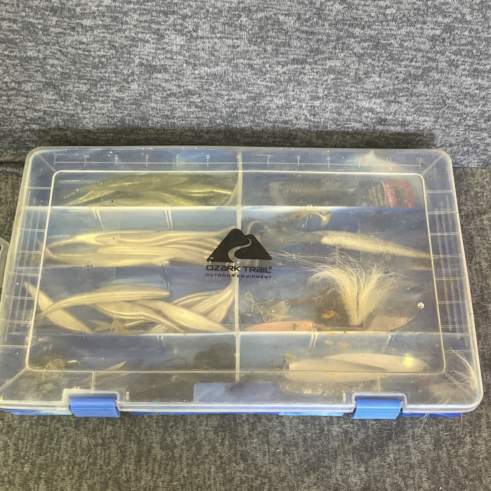Mixed Fishing Lure Lot w/ Ozark Trail Tackle Box – Luhr Jensen Krocodile, Spoons
